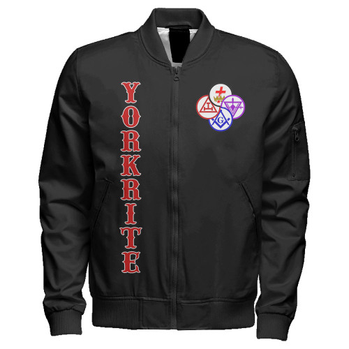 Prince Hall York Rite Zipper Bomber Jacket Masonic Letter Style