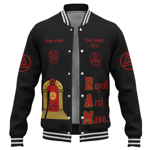 Prince Hall York Rite Baseball Jacket Custom H.R.A.M. Crimson Glory