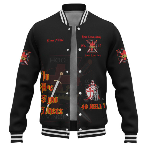 Prince Hall York Rite Baseball Jacket Custom Knight Templar Sword & Cross Brotherhood
