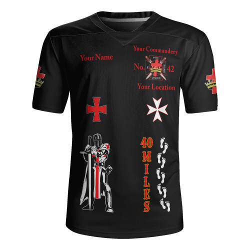 Prince Hall York Rite Rugby Jersey Custom Knight Templar Miles Of Faith