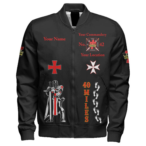 Prince Hall York Rite Zipper Bomber Jacket Custom Knight Templar Miles Of Faith