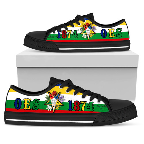 Order of the Eastern Star Low Top Shoes Letter Sistar Symbols Flower Shield