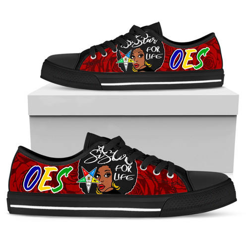 Order of the Eastern Star Low Top Shoes OES Rose Flower Pattern