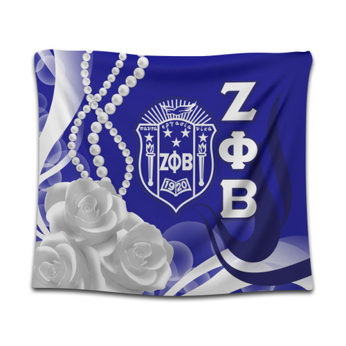 Zeta Phi Beta Tapestry Rose Flower Pearls Design