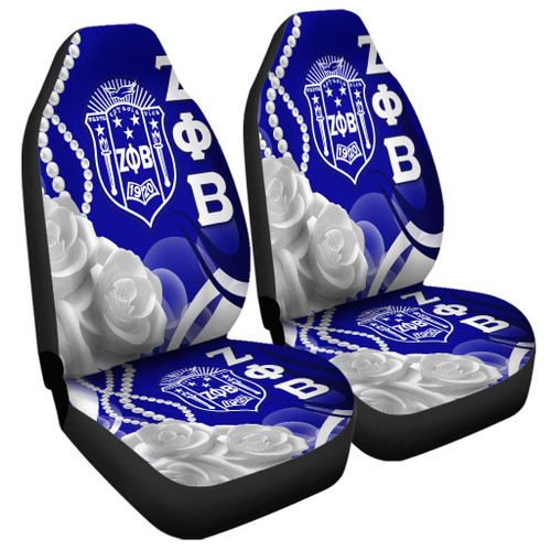 Zeta Phi Beta Car Seat Cover Rose Flower Pearls Design