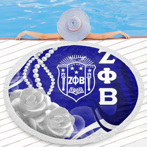 Zeta Phi Beta Beach Blanket Rose Flower Pearls Design