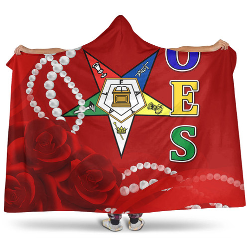 Order of the Eastern Star Hooded Blanket Rose Flower Pearls Design