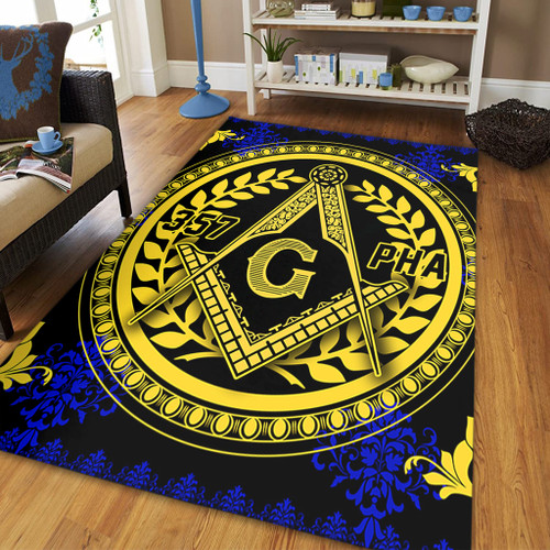 Prince Hall Freemasonry Area Rug Floral Circle Style