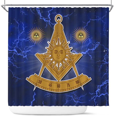Prince Hall Freemasonry Shower Curtain Past Master Thunder Background