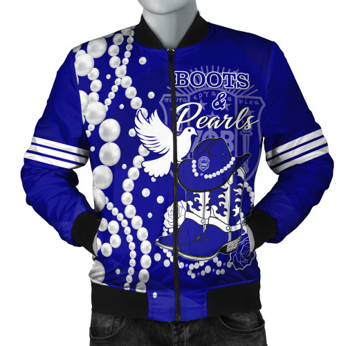 Zeta Phi Beta Bomber Jacket Royal Boots And Pearls Edition