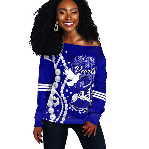 Zeta Phi Beta Off Shoulder Sweatshirt Royal Boots And Pearls Edition