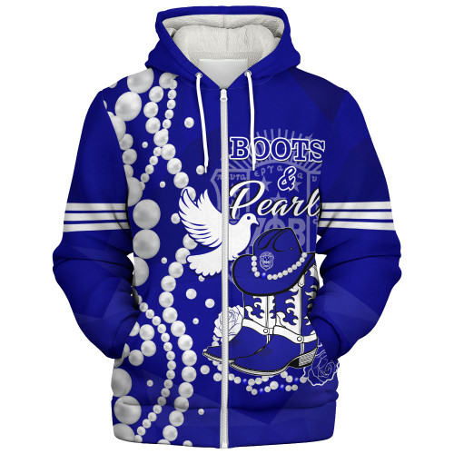 Zeta Phi Beta Sherpa Hoodie Royal Boots And Pearls Edition