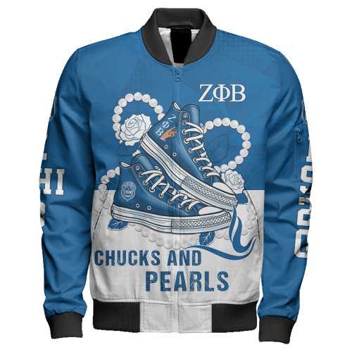 Zeta Phi Beta Zipper Bomber Jacket Zeta Chucks And Pearls Legacy Zeta Phi Beta Zipper Bomber Jacket Zeta Chucks And Pearls Legacy
