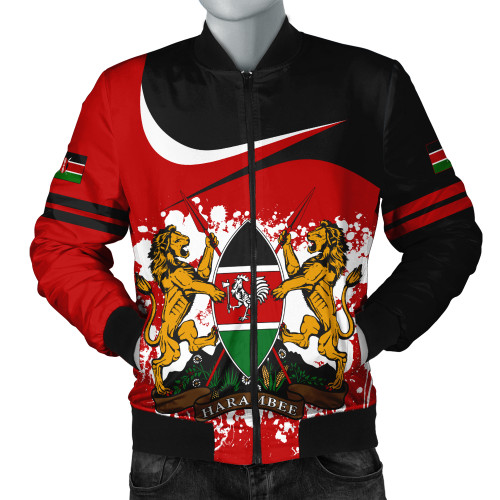 Kenya Bomber Jacket Coat Of Arms Curve Brush Style