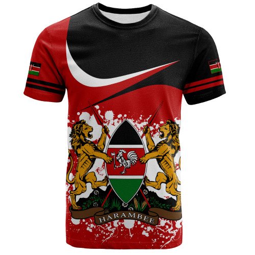 Kenya T-Shirt Coat Of Arms Curve Brush Style