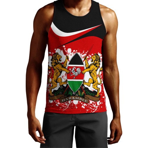 Kenya Tank Top Coat Of Arms Curve Brush Style