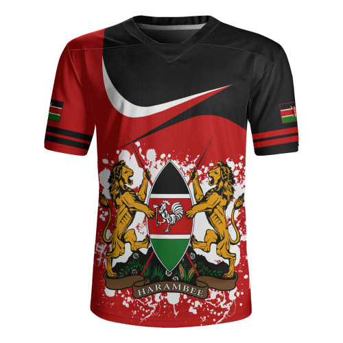 Kenya Rugby Jersey Coat Of Arms Curve Brush Style