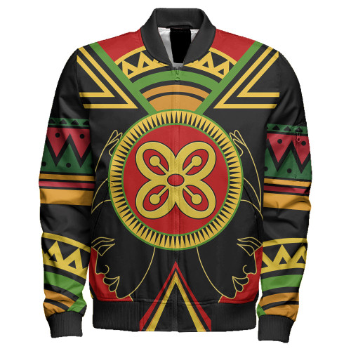 Bese Saka Zipper Bomber Jacket Adinkra Symbols