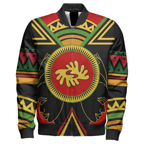 Bi Nka Bi Zipper Bomber Jacket Adinkra Symbols