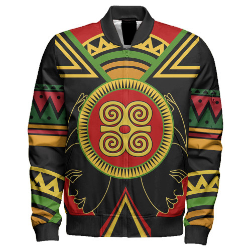 Dwennimmen Zipper Bomber Jacket Adinkra Symbols
