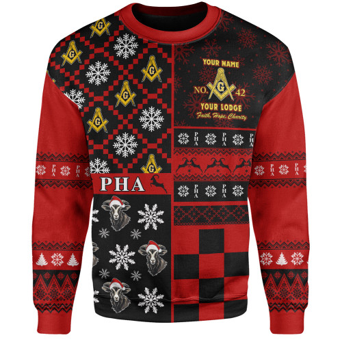 Prince Hall Freemasonry Sweatshirt PHA Symbols Pattern With Ugly Christmas Style