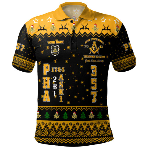 Prince Hall Freemasonry Polo Shirt Custom PHA 357 Walking Christmas Stye