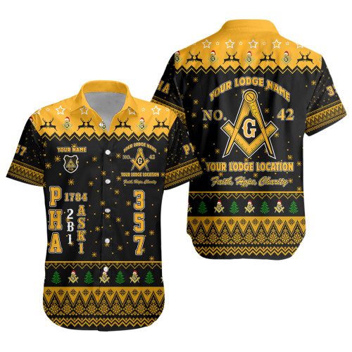Prince Hall Freemasonry Short Sleeve Shirt Custom PHA 357 Walking Christmas Stye