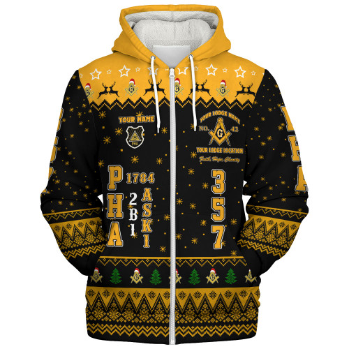 Prince Hall Freemasonry Sherpa Hoodie Custom PHA 357 Walking Christmas Stye
