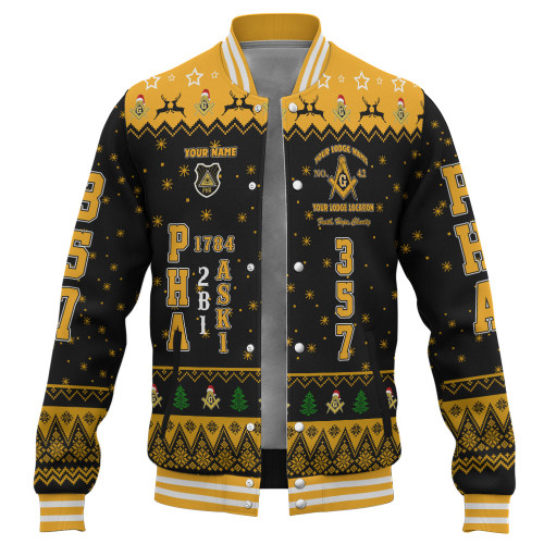 Prince Hall Freemasonry Baseball Jacket Custom PHA 357 Walking Christmas Stye