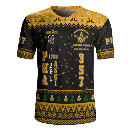 Prince Hall Freemasonry Rugby Jersey Custom PHA 357 Walking Christmas Stye