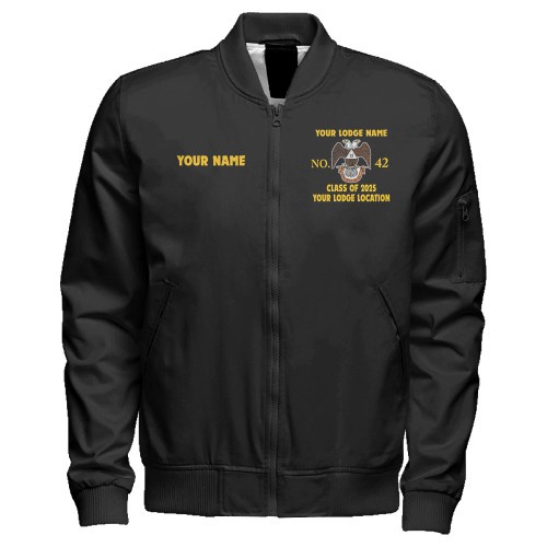 Prince Hall Scottish Rite Zipper Bomber Jacket Custom AASR PHA 32nd Degrees Classic Style