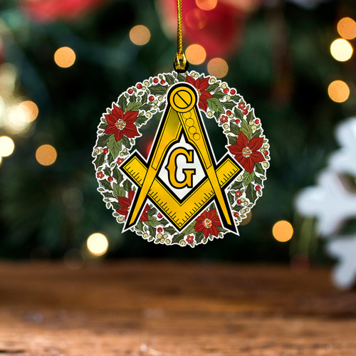 Prince Hall Freemasonry Acrylic And Wooden Ornament Mason Christmas Wreath