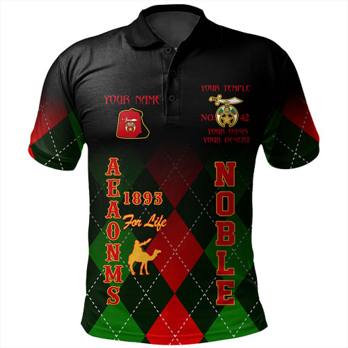 Prince Hall Shriners Polo Shirt Custom AEAO.N.M.S Noble Christmas with Caro Plaid Pattern