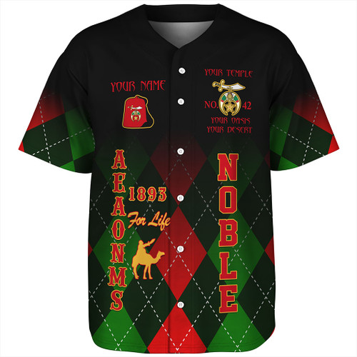 Prince Hall Shriners Baseball Shirt Custom AEAO.N.M.S Noble Christmas with Caro Plaid Pattern