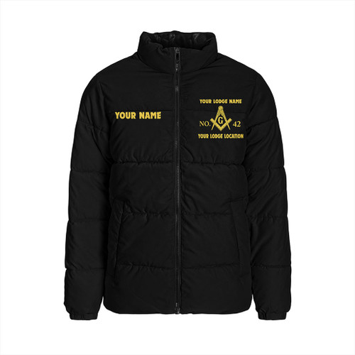 Prince Hall Freemasonry Padded Jacket Custom Mason Square & Compass Lodge Style