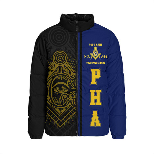 Prince Hall Freemasonry Padded Jacket Custom Lodge Name Masonic Freemasonry Emblem
