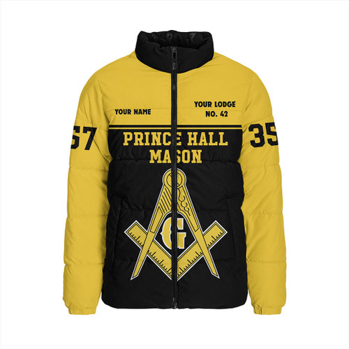 Prince Hall Freemasonry Padded Jacket Custom Mason Compass & Square Symbol Style