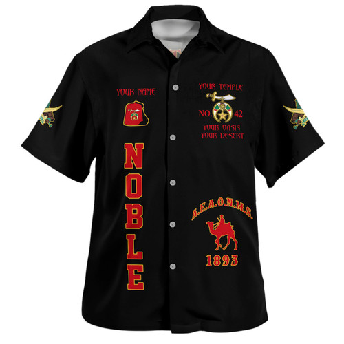 Prince Hall Shriners Hawaiian Shirt Custom Noble Pharaoh Pyramid Black