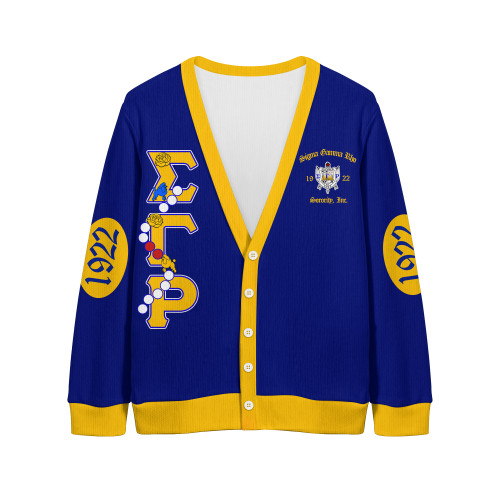 Sigma Gamma Rho Knitted Cardigan Sorority Pearl And Flower Sigma Gamma Rho Knitted Cardigan Sorority Pearl And Flower