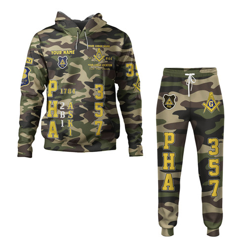 Prince Hall Freemasonry Combo Hoodie And Jogger Custom PHA 357 Walking Camouflage