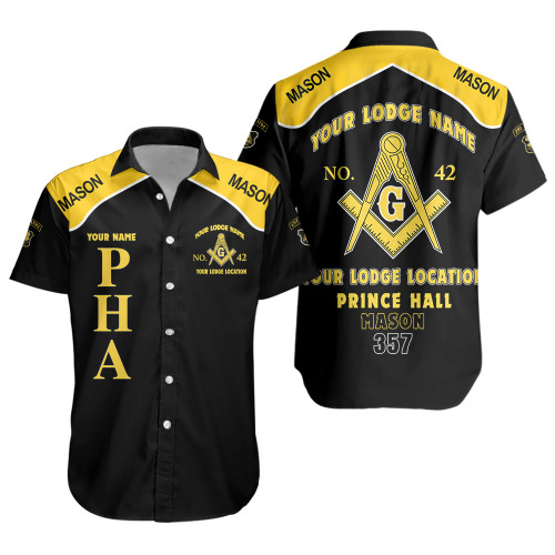 Prince Hall Freemasonry Short Sleeve Shirt Custom Prince Hall Mason 357 Freemasonry Brotherhood Style Black