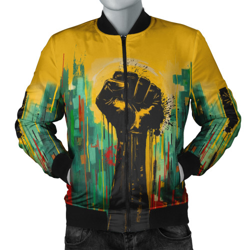 Black History Bomber Jacket Black Power Fist Matte Art