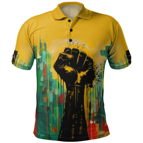 Black History Polo Shirt Black Power Fist Matte Art
