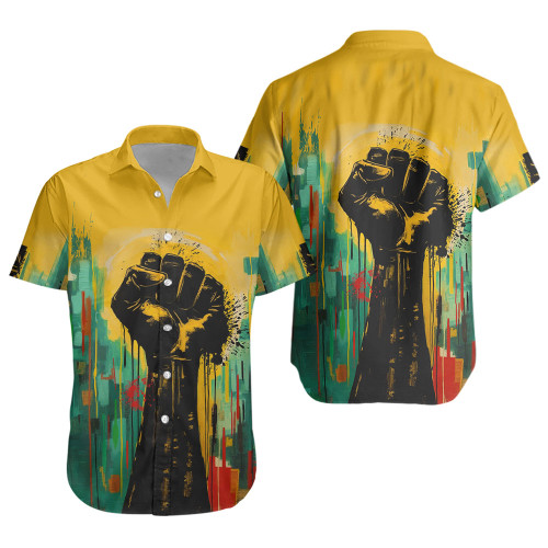 Black History Short Sleeve Shirt Black Power Fist Matte Art