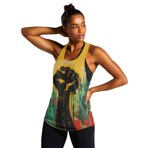 Black History Women Tank Black Power Fist Matte Art