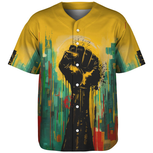 Black History Baseball Shirt Black Power Fist Matte Art