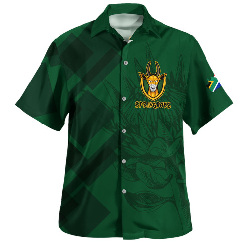 South Africa Hawaiian Shirt Bokke For the Brave Abstract Background Style