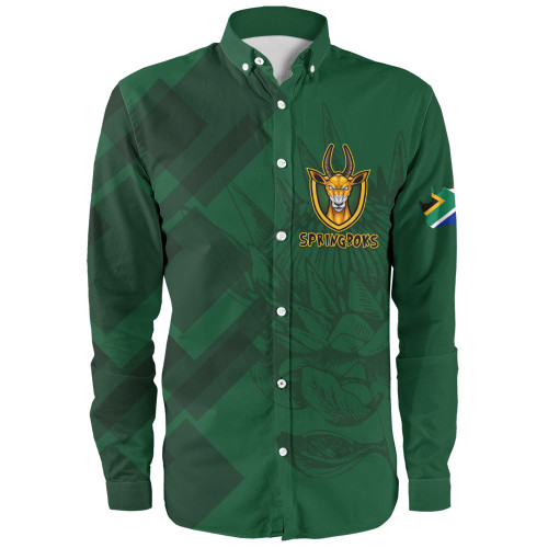 South Africa Long Sleeve Shirt Bokke For the Brave Abstract Background Style