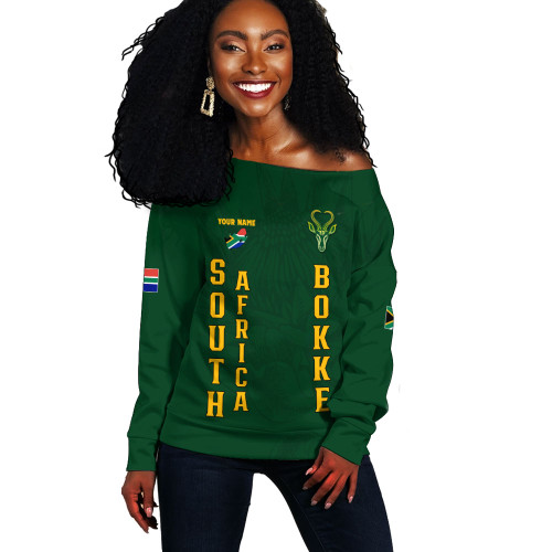 South Africa Off Shoulder Sweatshirt Bokke Pride Spirit Walking Style