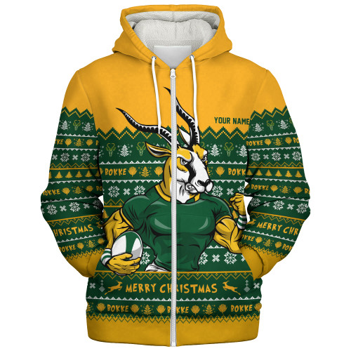 South Africa Sherpa Hoodie Bokke Pride Merry Christmas